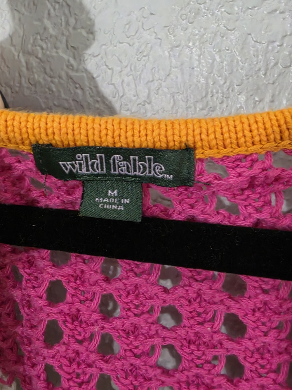 wild fable Multicolor Crochet Top Bell Sleeve Scoop Neck Womens Medium Oversized - Picture 4 of 6